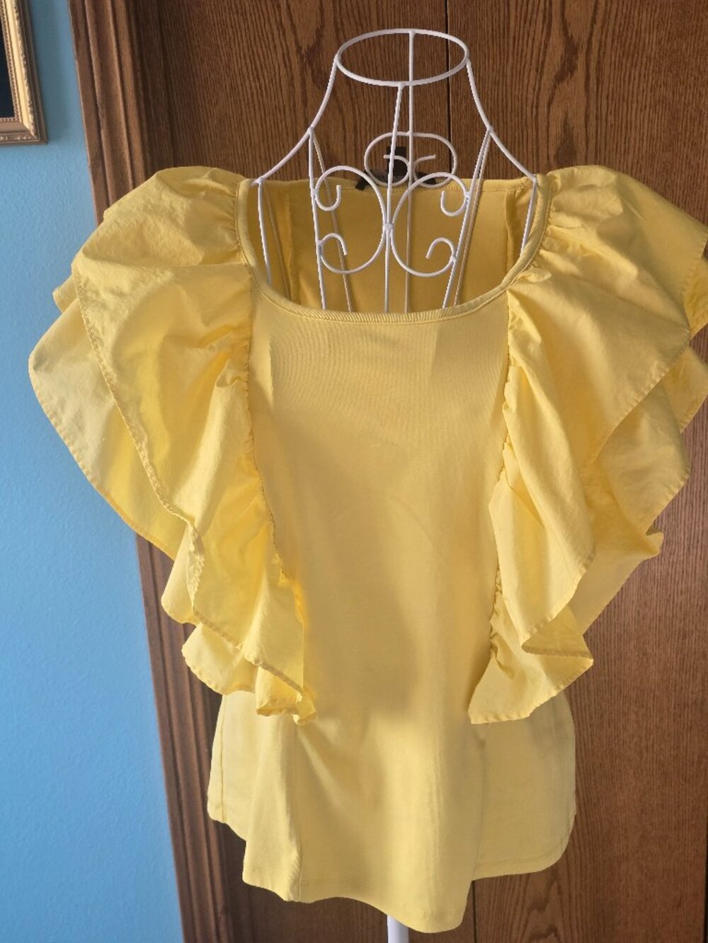 Marc New York Yellow Ruffle Sleeve Blouse | Women’s Medium